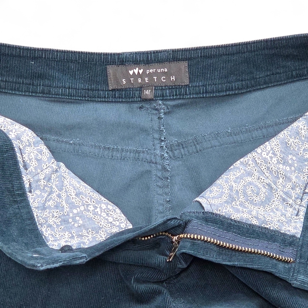 Per Una Deep Teal Women's Corduroy Boot Cut Pants UK 14 / US 10 - Picture 3 of 13